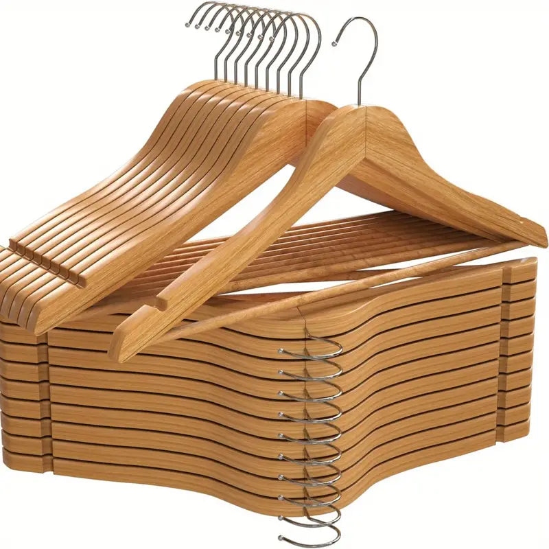 Oaklyn 20-Piece Non-Slip Wooden Clothes Hanger Set with Grooves