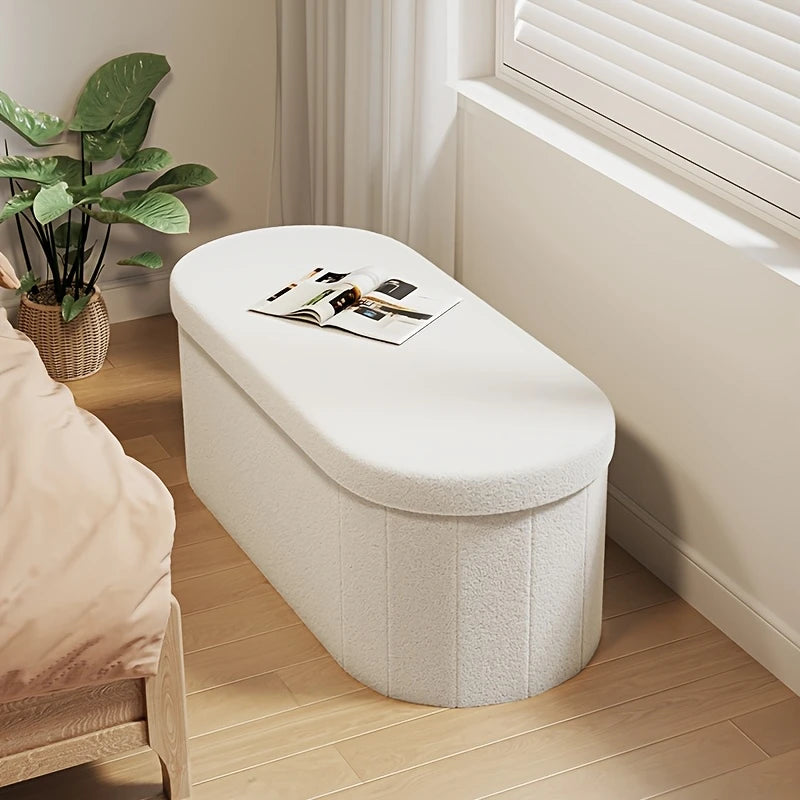 Large Soft Microfiber Storage Ottoman