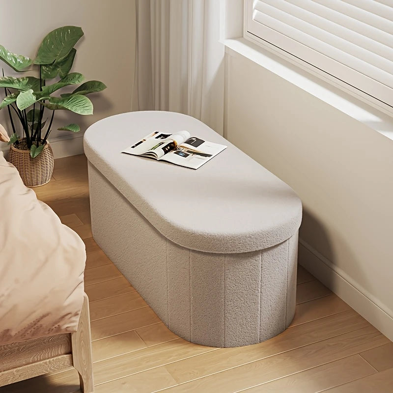 Large Soft Microfiber Storage Ottoman