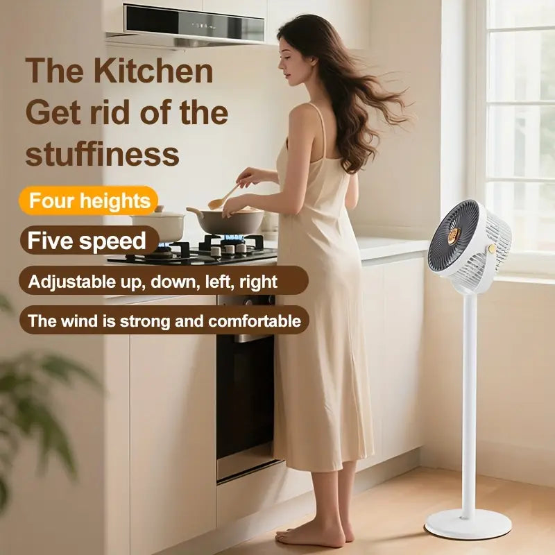 AeroFlow Adjustable 5-Speed Rechargeable Floor Fan